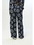 Kadın Beli Lastikli Bol Paça Desenli Lacivert Pantolon 4