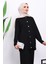 Siyah Gömlek Yaka Düğmeli Pantolonlu Triko Takım 3