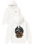 Firavun Kurt Tasarım Baskılı Oversize Beyaz Kapüşonlu Sweatshirt 1