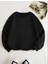 Konfor Modeli Oversize Bisiklet Yaka Pamuklu Üç İplik Şardonlu Siyah Kalın Basic Sweatshirt 1