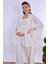 Ekru Sabahlıklı Hamile Lohusa Pijama Takımı 8