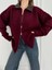 Deri Yakalı Pamuk Dokulu Çift Taraflı Çalışan Fermuar Ceket - Bordo 5