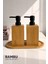 2li Kare Bambu Sabunluk Seti Hands Dishes Mutfak Banyo Sıvı Sabunluk 500ML Doğal Bambu Stantlı Set 1