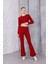 Kadın Ispanyol Paça Pantolon Uzun Kollu Parmak Geçirmeli Crop Takım 7