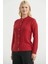 Düğmeli Oversize Angora Triko Hırka - Kırmızı 2