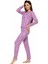 Bisiklet Yaka Süet Pijama Takımı 6007 Lila 4