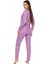 Bisiklet Yaka Süet Pijama Takımı 6007 Lila 5