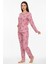Bisiklet Yaka Süet Pijama Takımı 6008 Penguen Pembe 1