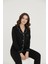 Luxury Viscose Siyah Beyaz Biyeli Kadın Uzun Kollu Pijama Takımı – 42586 4