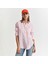 Kadın Pembe Relaxed Fit Klasik Yaka Çizgili Gömlek 1