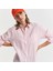 Kadın Pembe Relaxed Fit Klasik Yaka Çizgili Gömlek 2