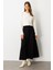Cep Detaylı Uzun Modal Etek-Siyah 2