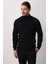Siyah Standart Fit Dar Kalıp Yarım Balıkçı Düz Triko 5
