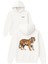 Genç Kaplan Tasarım Baskılı Oversize Beyaz Kapüşonlu Sweatshirt 1