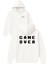 Gameover Yazı Tasarım Baskılı Oversize Beyaz Kapüşonlu Sweatshirt 1