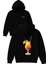 Renkli Kokteyl Tasarım Baskılı Oversize Siyah Kapüşonlu Sweatshirt 1