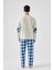Erkek Pamuklu Uzun Kollu Yamalı Ekose Desenli Pijama Takımı 3