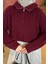 Yaka Fermuarlı Crop Triko Kazak Bordo 3