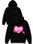 Kuyruklu Kalp Tasarım Baskılı Oversize Siyah Kapüşonlu Sweatshirt 1