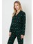 Luxury Soft Yeşil Ekose Desenli Uzun Kollu Kadın Pijama Takımı – 3045 5
