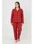 Luxury Soft Kırmızı Ekose Desenli Uzun Kollu Kadın Pijama Takımı – Büyük Beden 3018 1