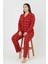 Luxury Soft Kırmızı Ekose Desenli Uzun Kollu Kadın Pijama Takımı – Büyük Beden 3018 2