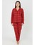 Luxury Soft Kırmızı Ekose Desenli Uzun Kollu Kadın Pijama Takımı – Büyük Beden 3018 3