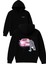 Pembe Araba Tasarım Baskılı Oversize Siyah Kapüşonlu Sweatshirt 1