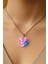 Şeffaf Sert Akrilik Kolye Ucu ve Üzeri Zincirli Desenli Kolye Lila 1