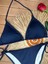 Kadın Likralı Esnek Yandan ve Boyundan Bağlamalı Şık Ipli Üçgen Bikini Takım 5