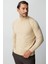 Bej Standart Fit Dar Kalıp Yarım Balıkçı Düz Uzun Kollu Triko 2