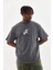Unisex Baskılı Oversize T-Shirt - Füme 1