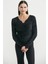 Yaka Detaylı Yumoş Crop Triko Kazak - Siyah 1