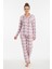 Luxury Viscose Pembe Ekose Desenli Kadın Uzun Kollu Pijama Takımı – 42550 1