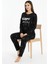 Sleepy Yazılı Elite Viscose Pijama Takımı Uzun Siyah 3552 1