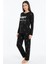 Sleepy Yazılı Elite Viscose Pijama Takımı Uzun Siyah 3552 2