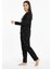 Sleepy Yazılı Elite Viscose Pijama Takımı Uzun Siyah 3552 4