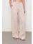 Kadın %100 Keten Bol Paça Düz Renk Pantolon 3