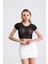 Pis Dikişli Dantel Crop Bluz | BUST36335 Siyah 2