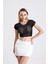 Pis Dikişli Dantel Crop Bluz | BUST36335 Siyah 3