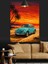 Gün Batımında Mavi Otomobil Dekoratif Kanvas - Mdf Ahşap Tablo 4