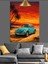 Gün Batımında Mavi Otomobil Dekoratif Kanvas - Mdf Ahşap Tablo 5