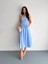 Straplez Pileli Elbise - Açık Mavi 3
