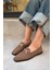 Aloha Acı Kahve Süet Gold Detaylı Loafer 2