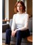 Kadın Uzun Kollu Bluz Vücuda Oturan Crop Omuz Burgusu Viskon Ribana Kaliteli Şık Rahat Modern 1