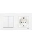 Karre Beyaz 2'li Set Komütatör ve Topraklı Priz Set 1