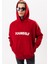 Erkek Kırmızı Oversize Sweatshirt Yazılı Kapüşonlu 1
