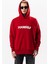 Erkek Kırmızı Oversize Sweatshirt Yazılı Kapüşonlu 2
