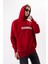Erkek Kırmızı Oversize Sweatshirt Yazılı Kapüşonlu 3