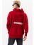 Erkek Kırmızı Oversize Sweatshirt Yazılı Kapüşonlu 5